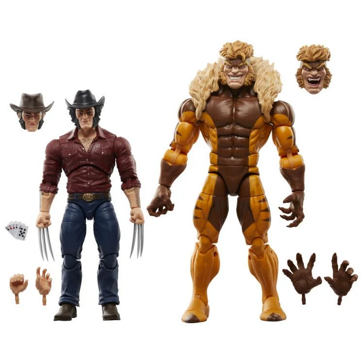 Wolverine 50th Anniversary Marvel Legends Logan and Sabretooth Action Figure Two-Pack
